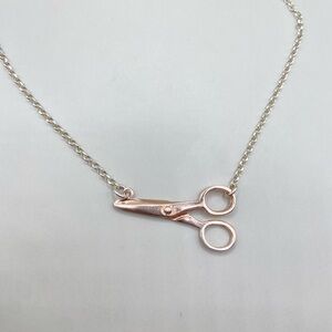 Dyadema Sterling Silver Rose Gold Hairstylist Scissors Necklace